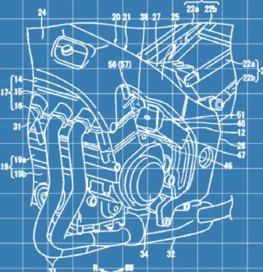 新的Hayabusa將採用更薄、更輕的車架；引擎後方也能看到疑似燃油蒸發排放控制系統(p.47)的設計